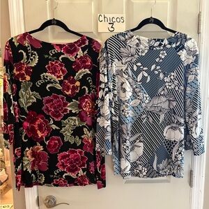2) floral tops Chico’s size 3